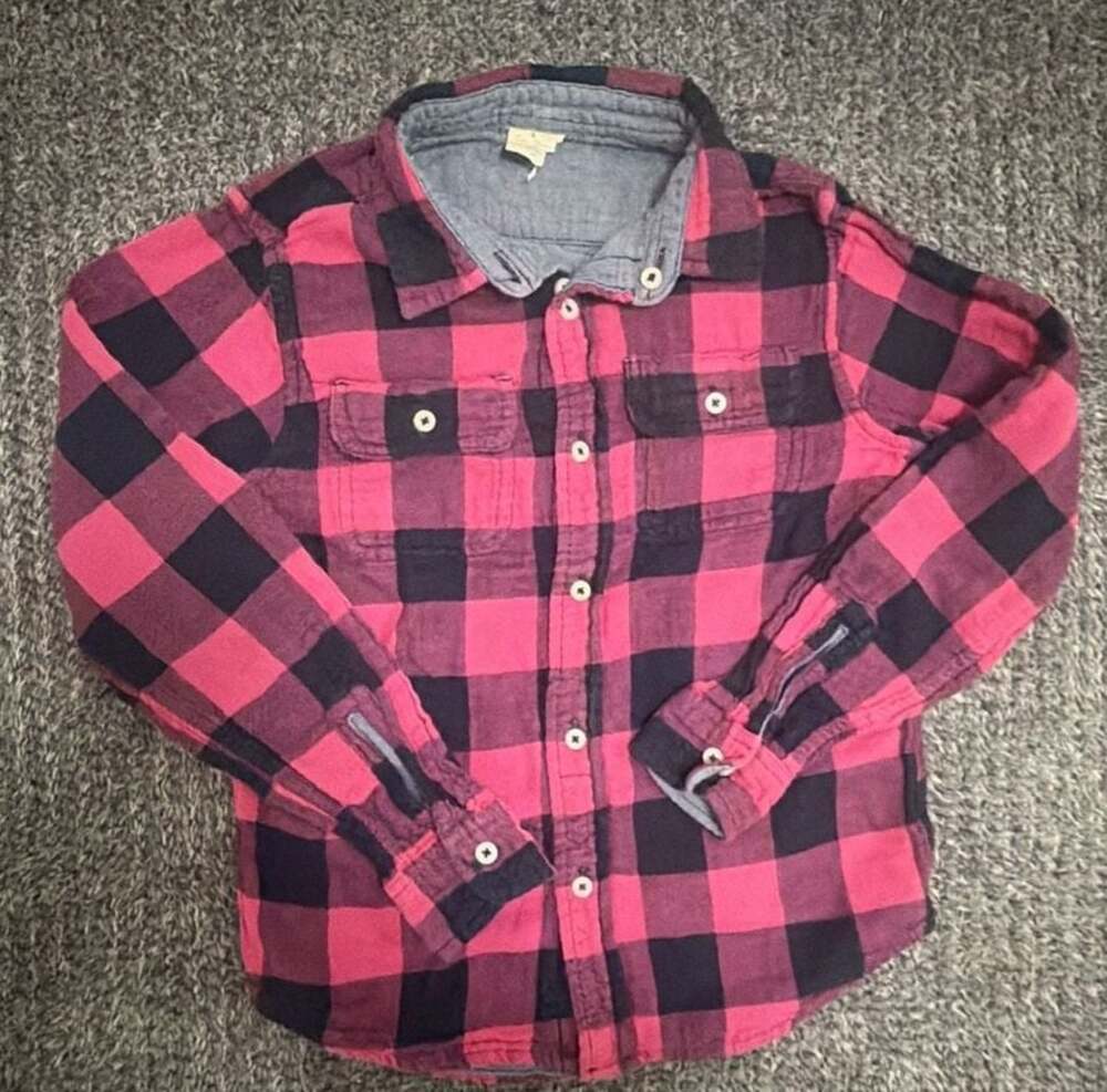 Tailor Vintage Girls Buffalo Plaid Long Sleeve Flannel Shirt Size 10